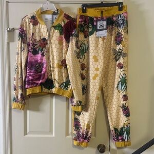 Sassy Jones HAVANNA Luxe Colorful Insect Print Jacket and Pants Set